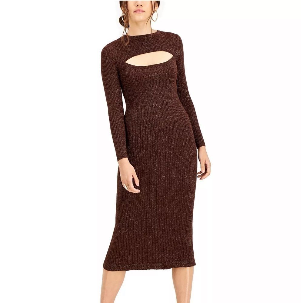 LUCY PARIS Carolyn Glitter Dress Womens Glitter Dress,Brown,bodycon Medium
